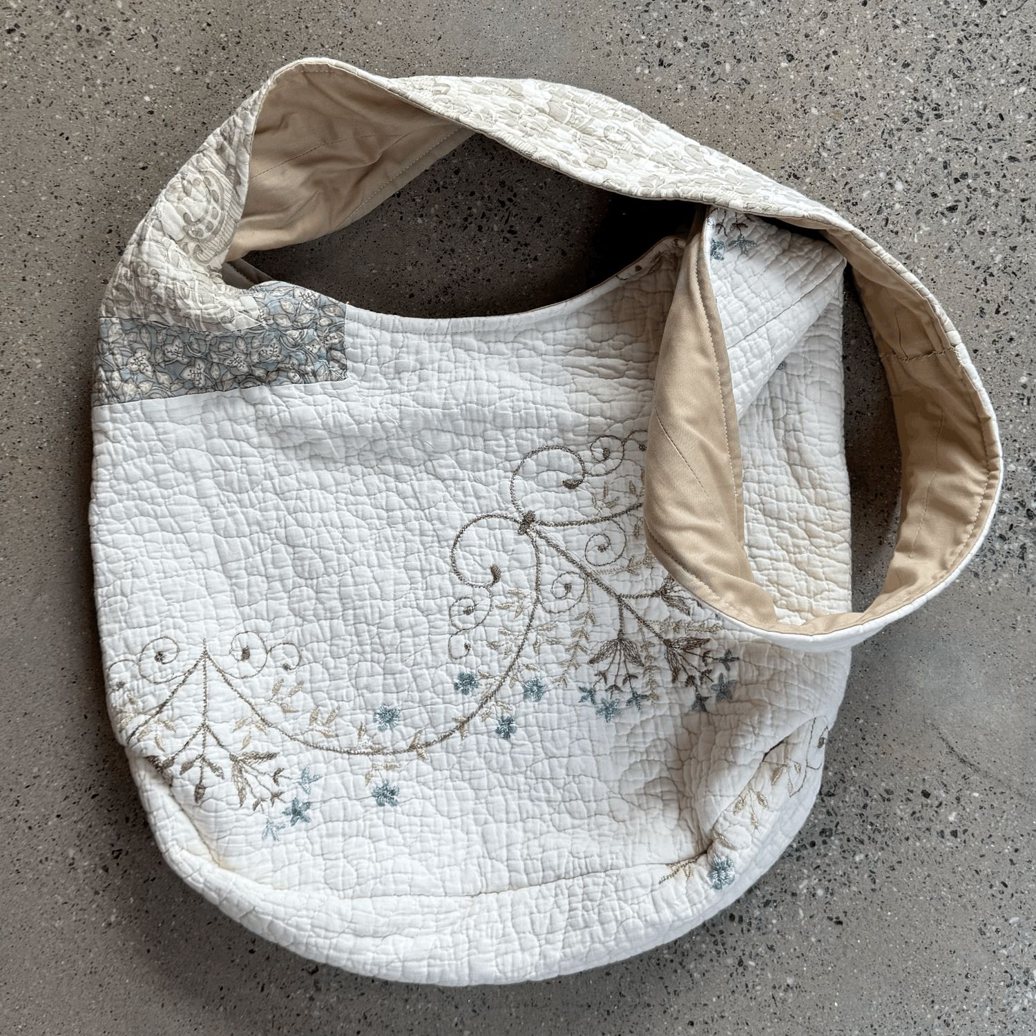 Tan/Blue Embr. Tote 2
