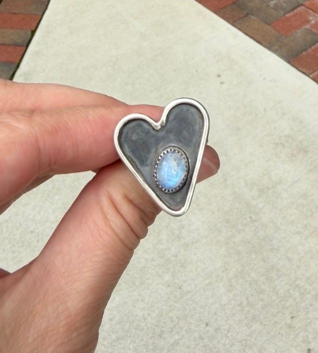 Heart Moonstone Ring sz. 7
