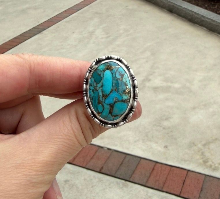 Turq Border RIng sz. 9.5