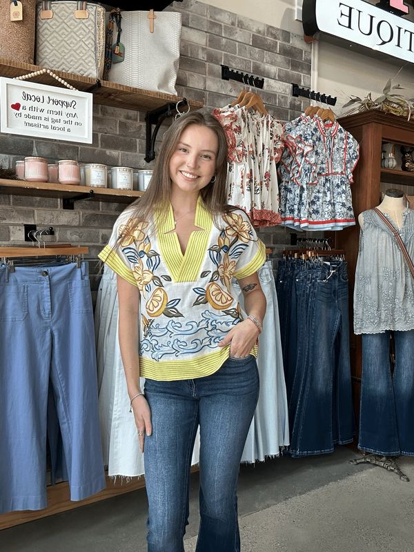 Lemon and Flowers Top