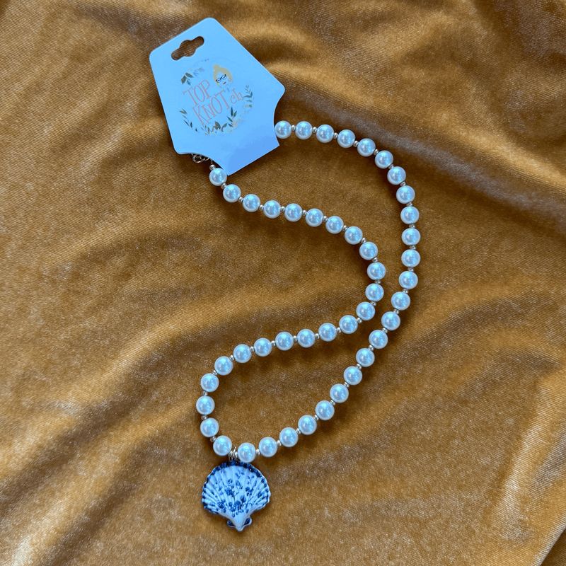 Blue Floral Shell Necklace
