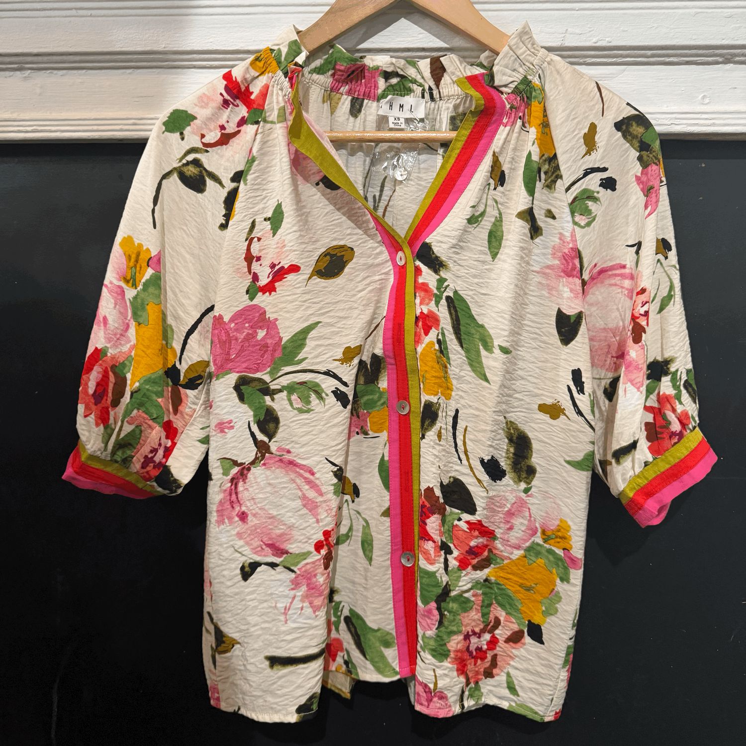 Floral Ribbon Trim Top