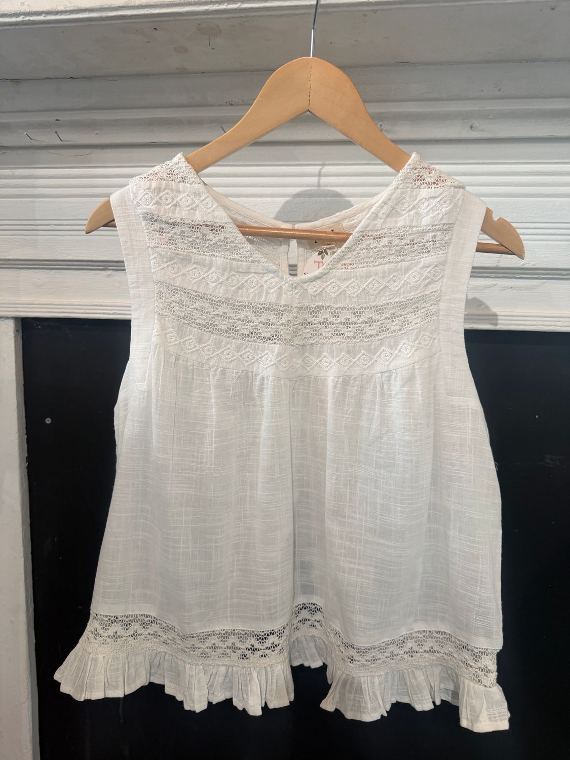 Ruffle White Tank