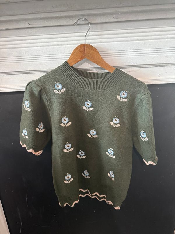 Olive Floral Sweater