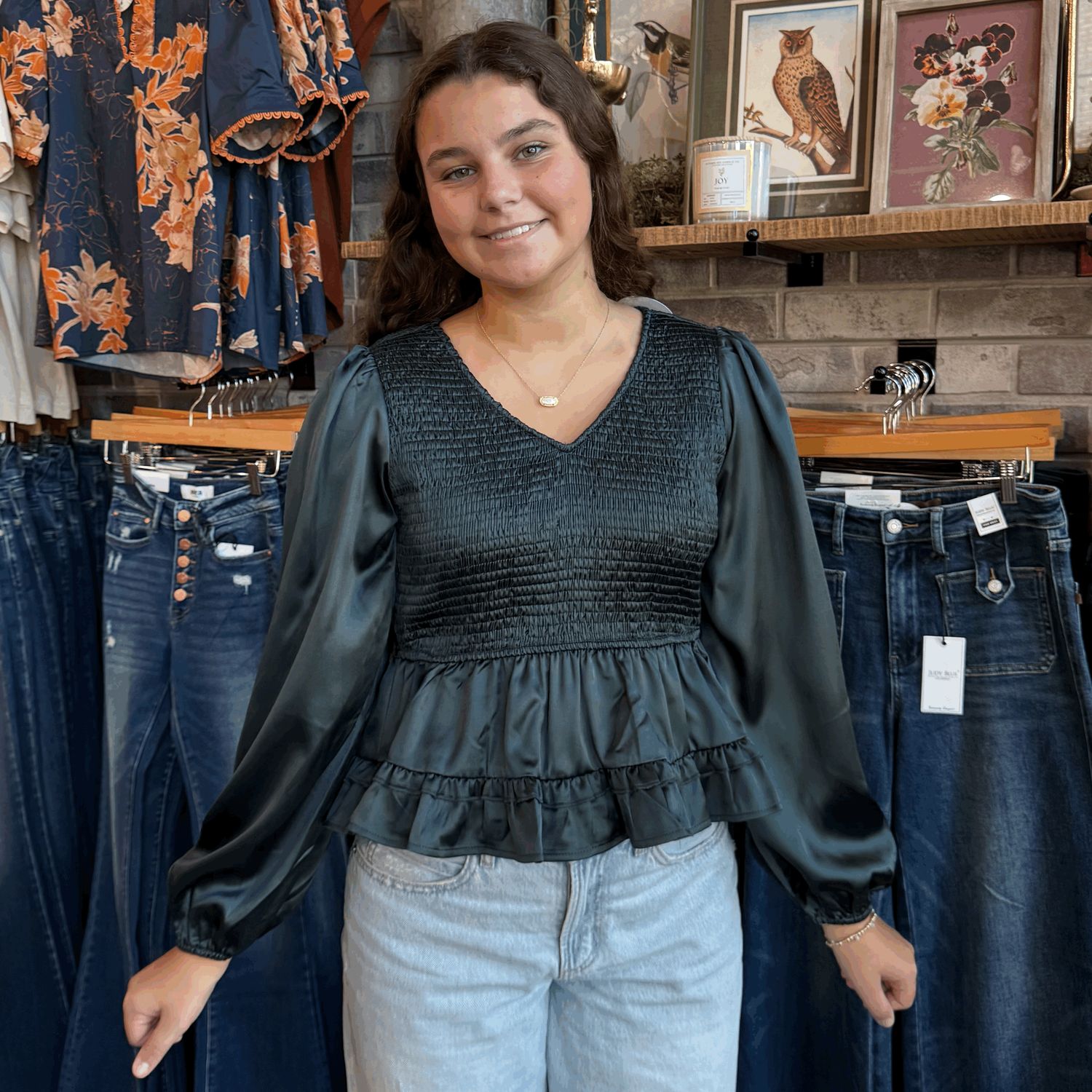 Satin Peplum Top
