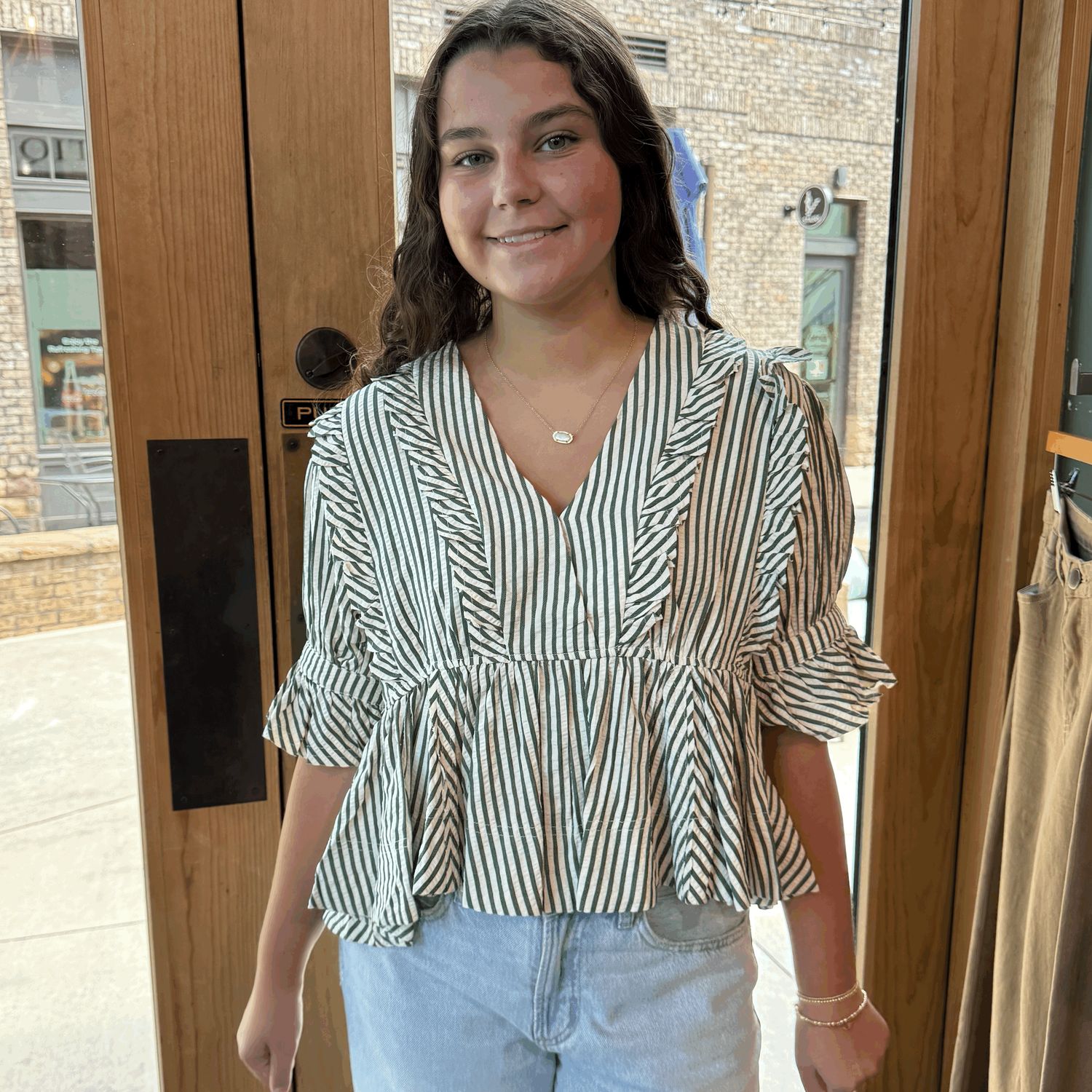 Green Ruffle Top