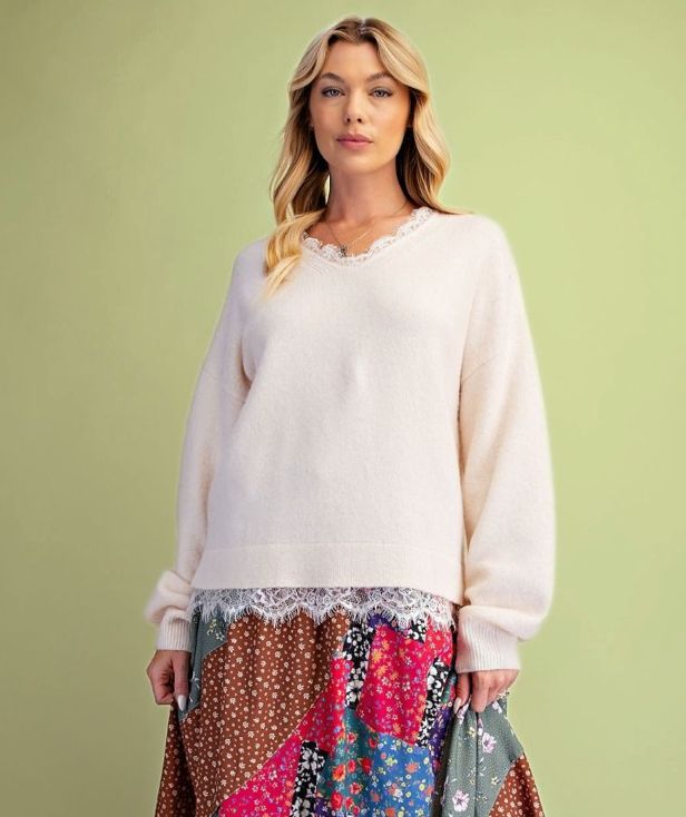 Cream Lace Top