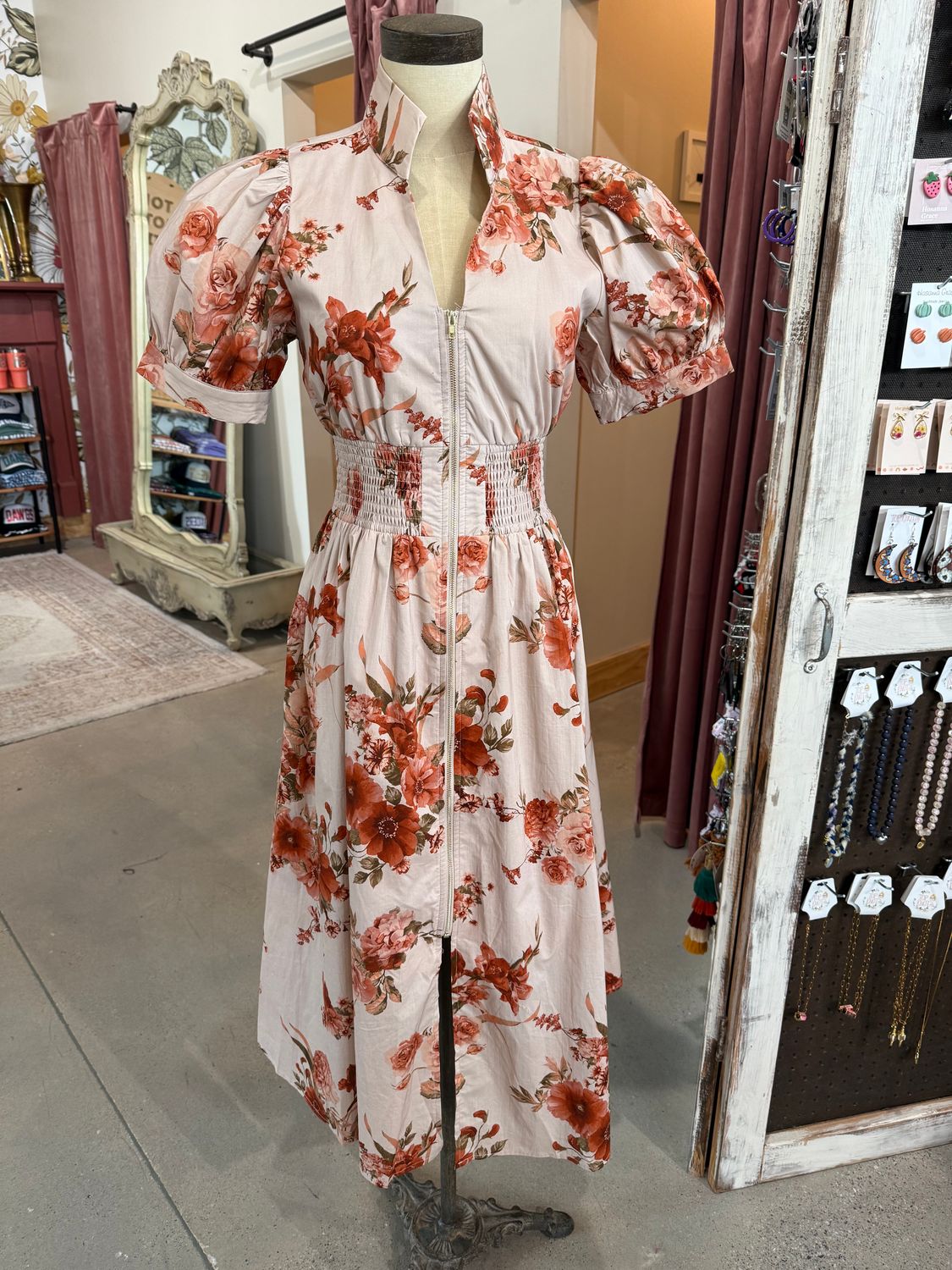 Taupe Floral Dress