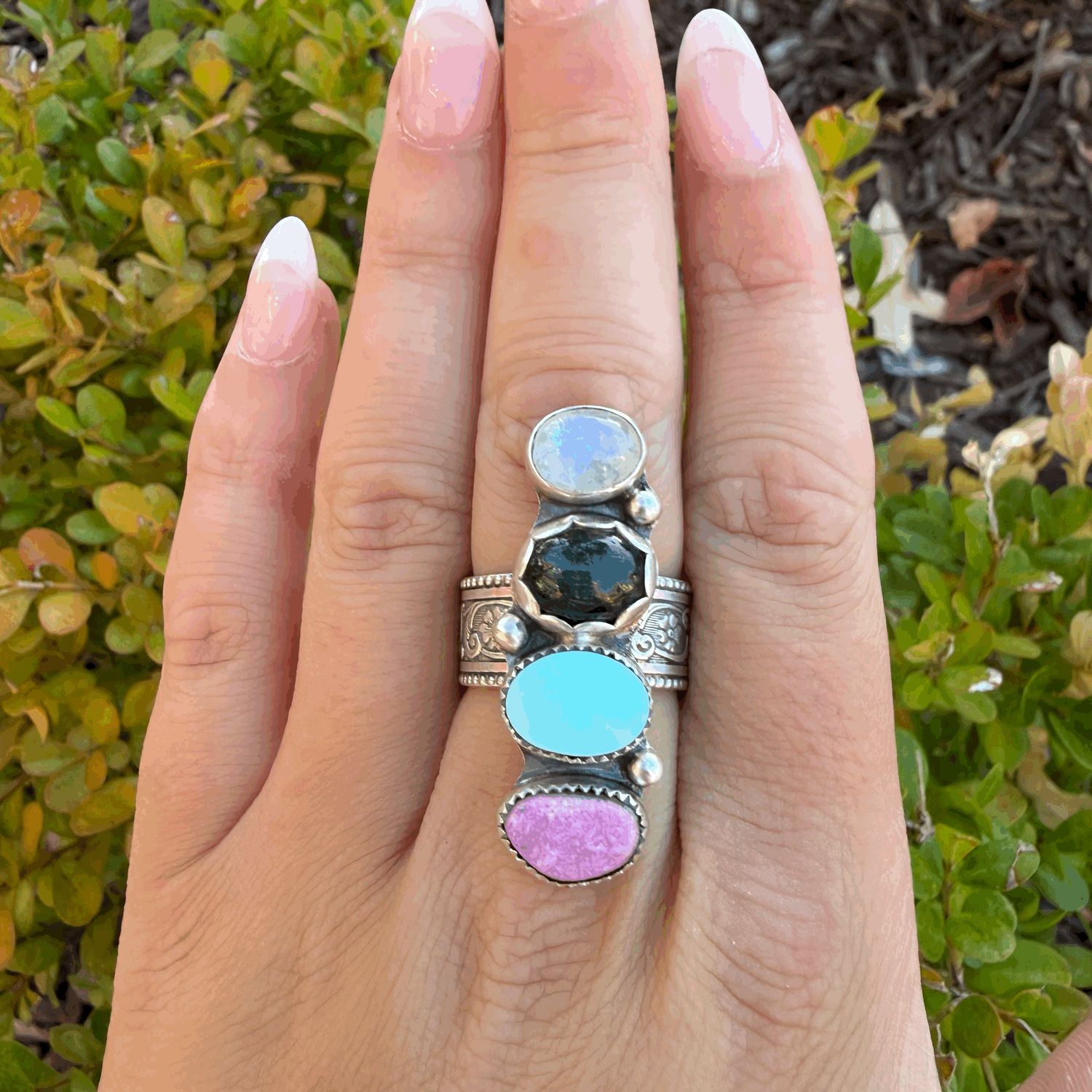 Druzy 4 Stone Ring sz. 8.25