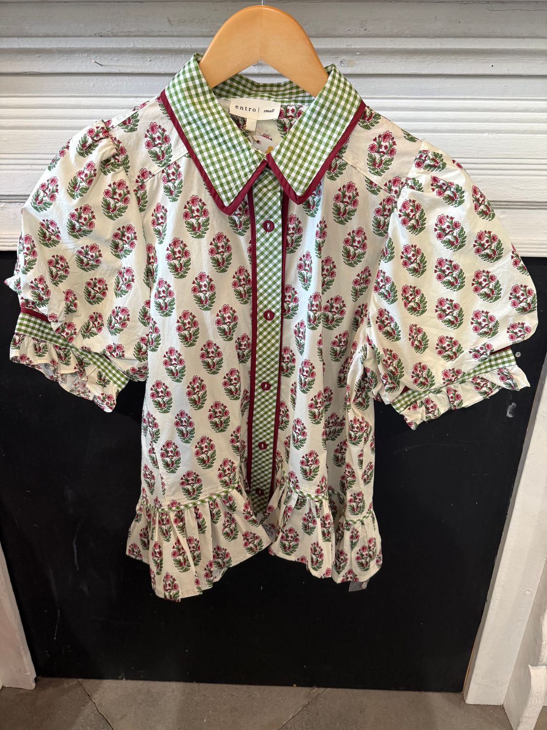 Gingham Floral Top