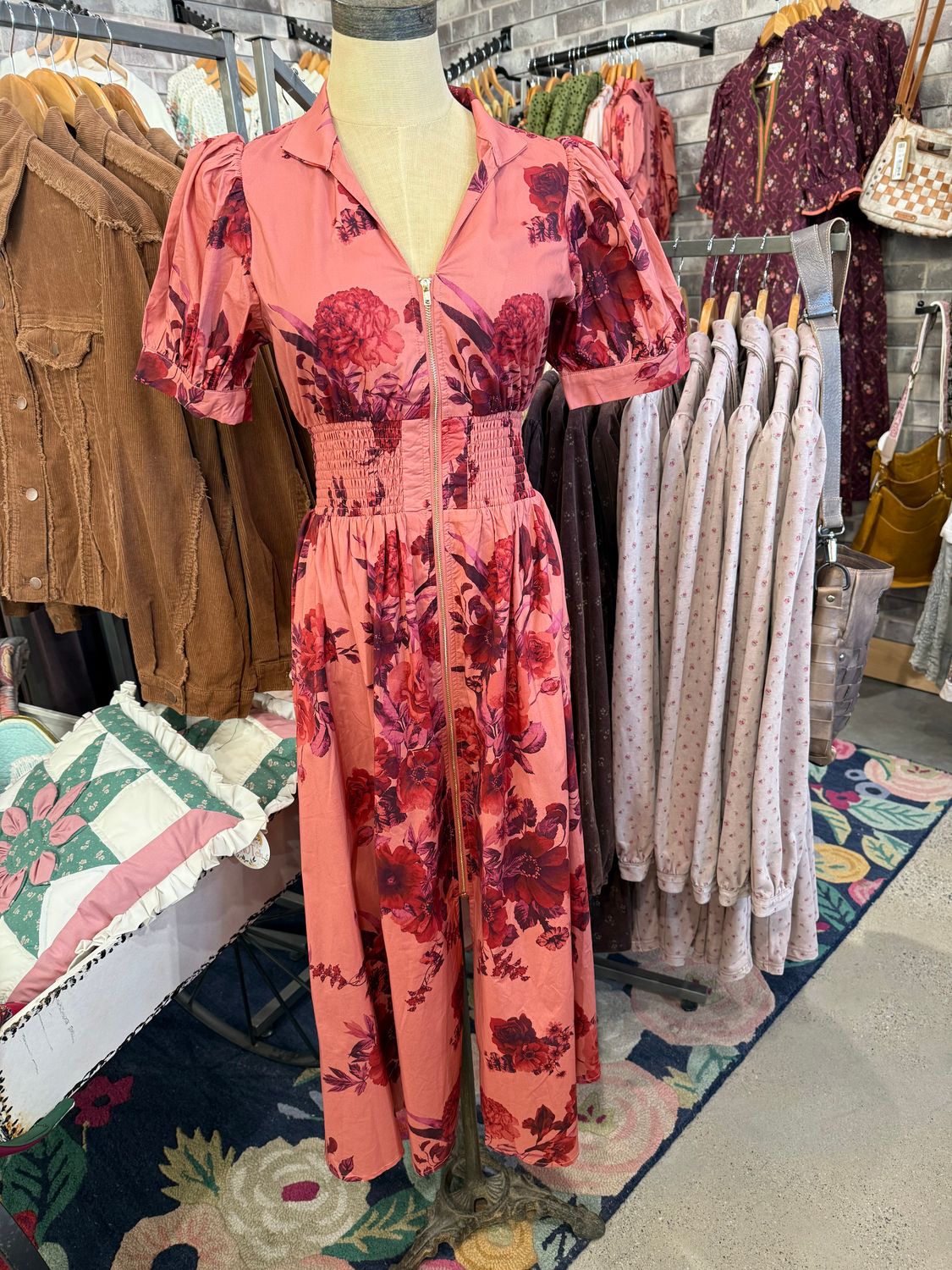 Marsala Floral Dress
