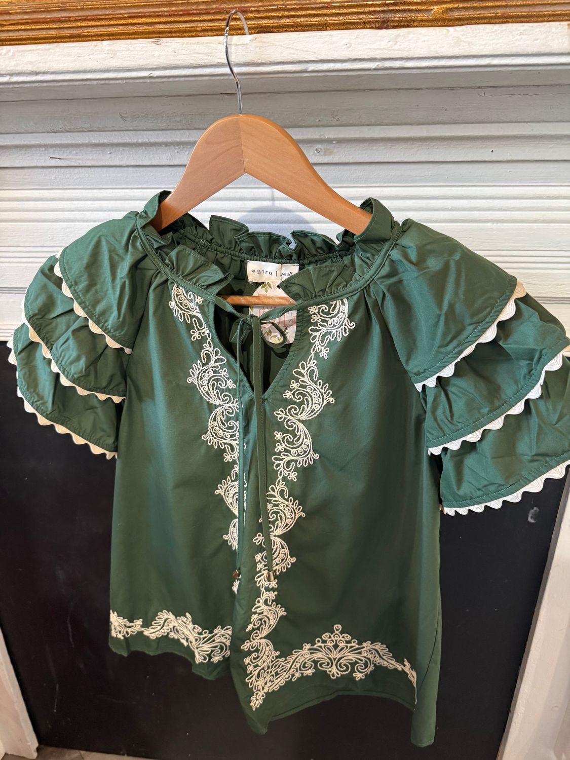 Green Tiered Slv Top