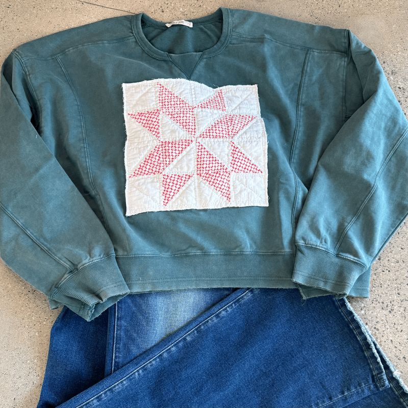 Star Quilt SS - Green/Red L