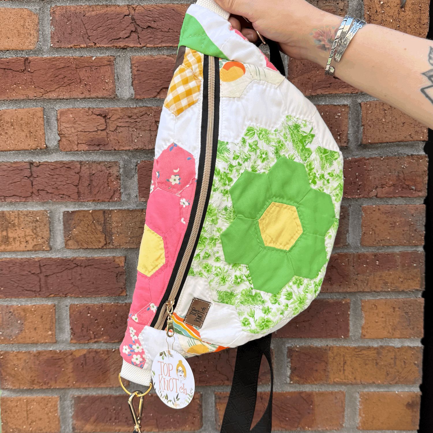 Vintage Bum Bag - Green/Green Floral
