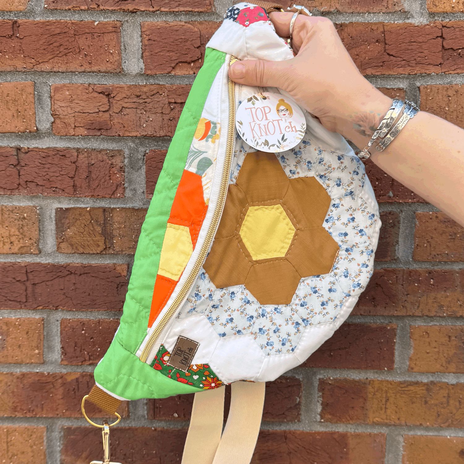 Vintage Bum Bag - Brown/Blue Floral