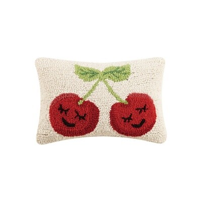 Pillow Cherries hooked 8 X 12