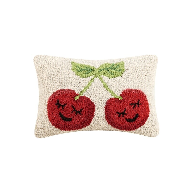 Smiling Cherries Hooked Pillow