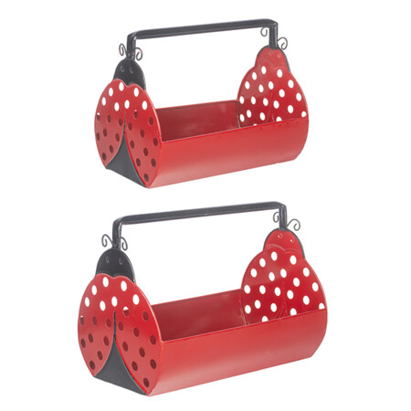 Ladybug Trough Planter metal Red