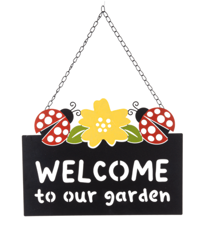 Welcome to our Garden Lasercut metal Ladybug Yellow flower