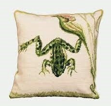 Pillow Water Frog 18 X 18 needlepoint