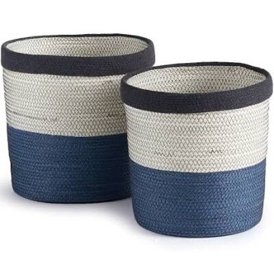 Basket Round Blue Grey