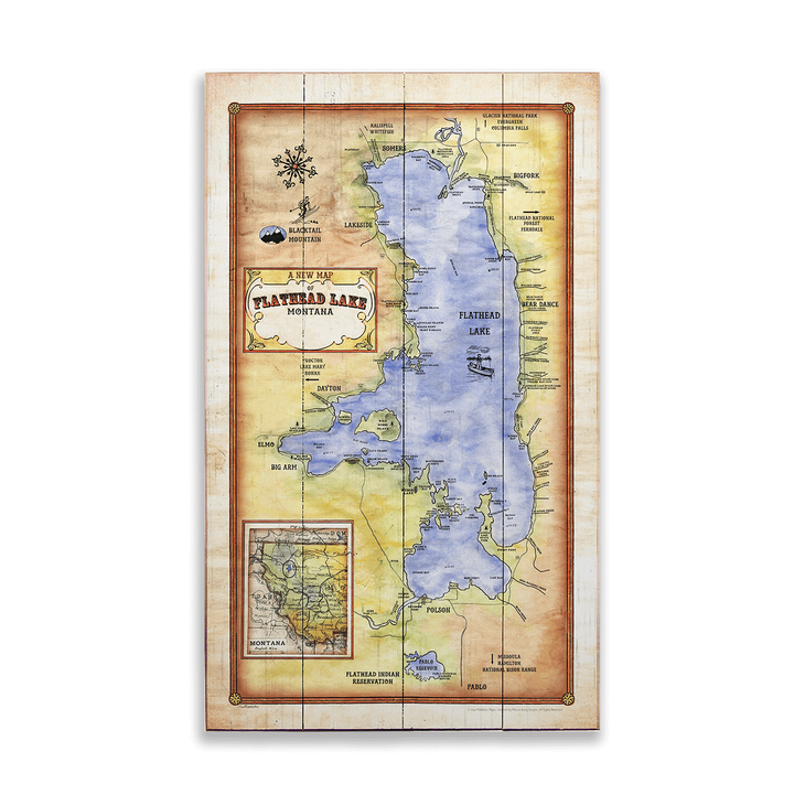 Historic Flathead Lake Vintage Map