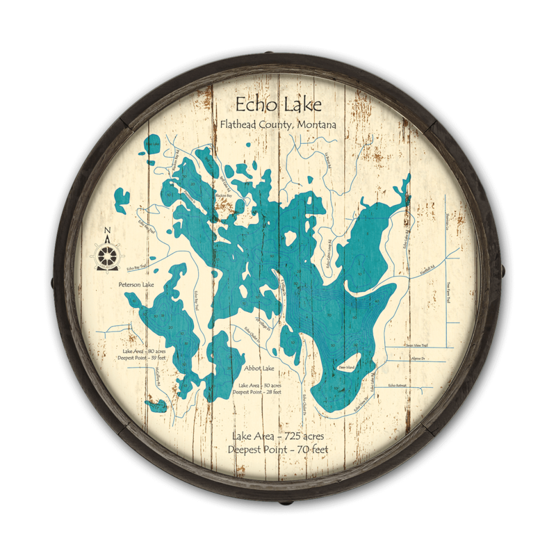 Echo Lake Map on a Barrel End