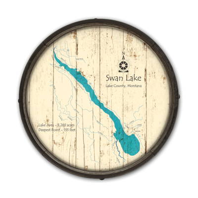 Swan Lake Map on a Barrel End