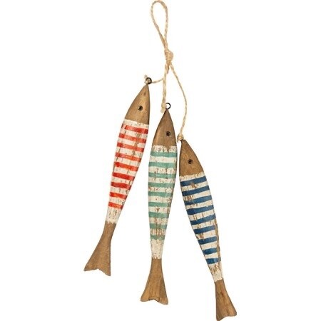 Ornament Hanging Striped Fish Wood