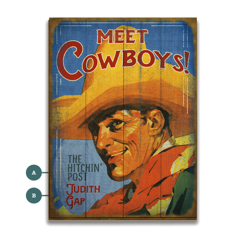 Meet Cowboys! Vintage Sign