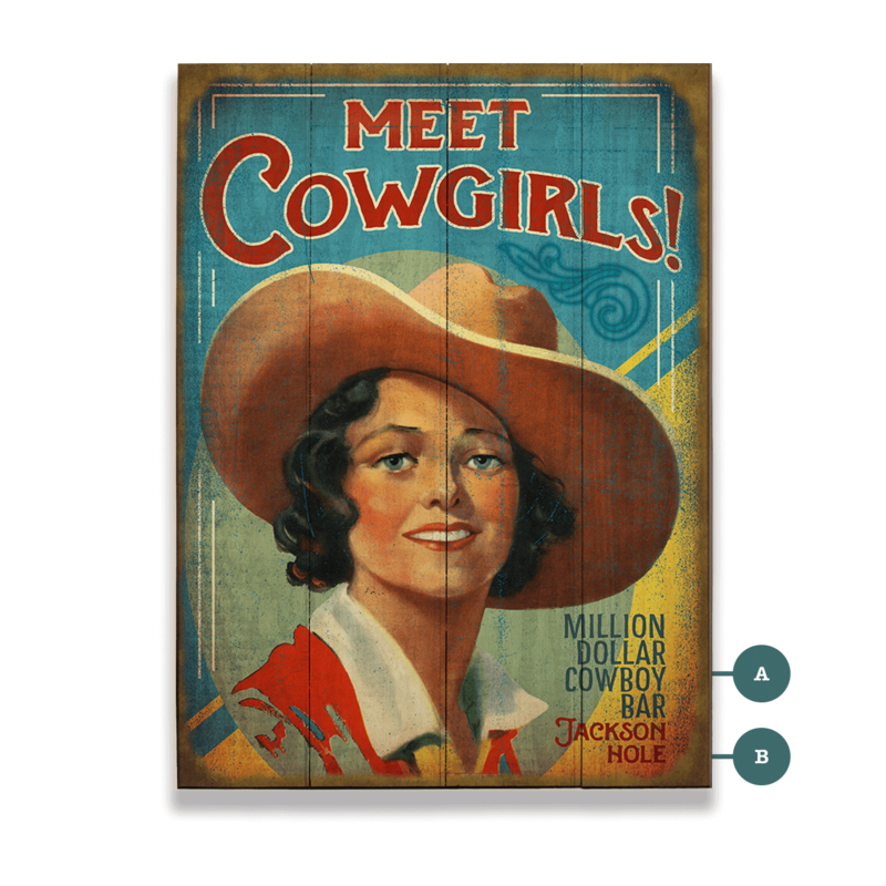 Meet Cowgirls! Vintage Sign