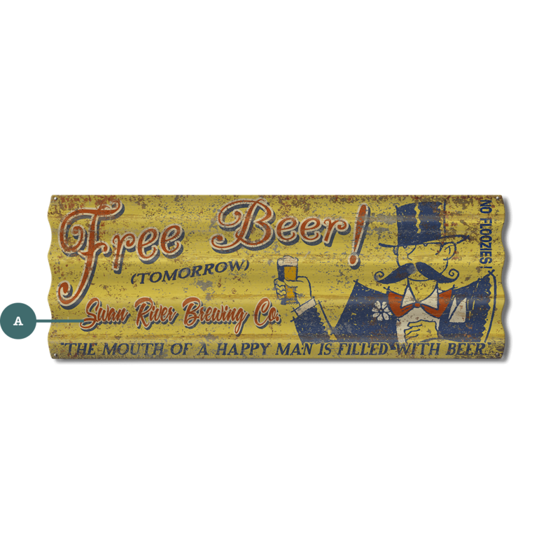 Free Beer! Corrugated Vintage Sign
