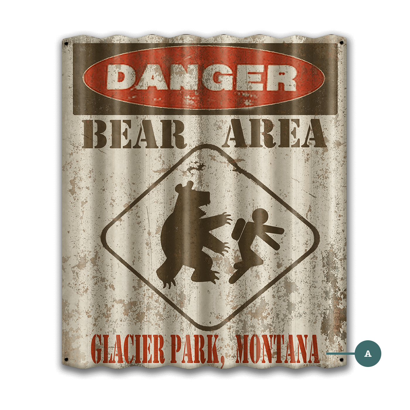 Danger Bear Area - Corrugated Metal Sign