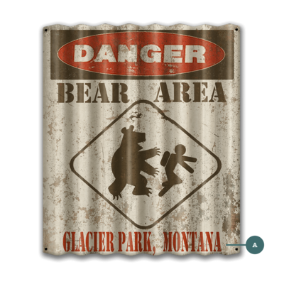 Danger Bear Area - Corrugated Metal Sign