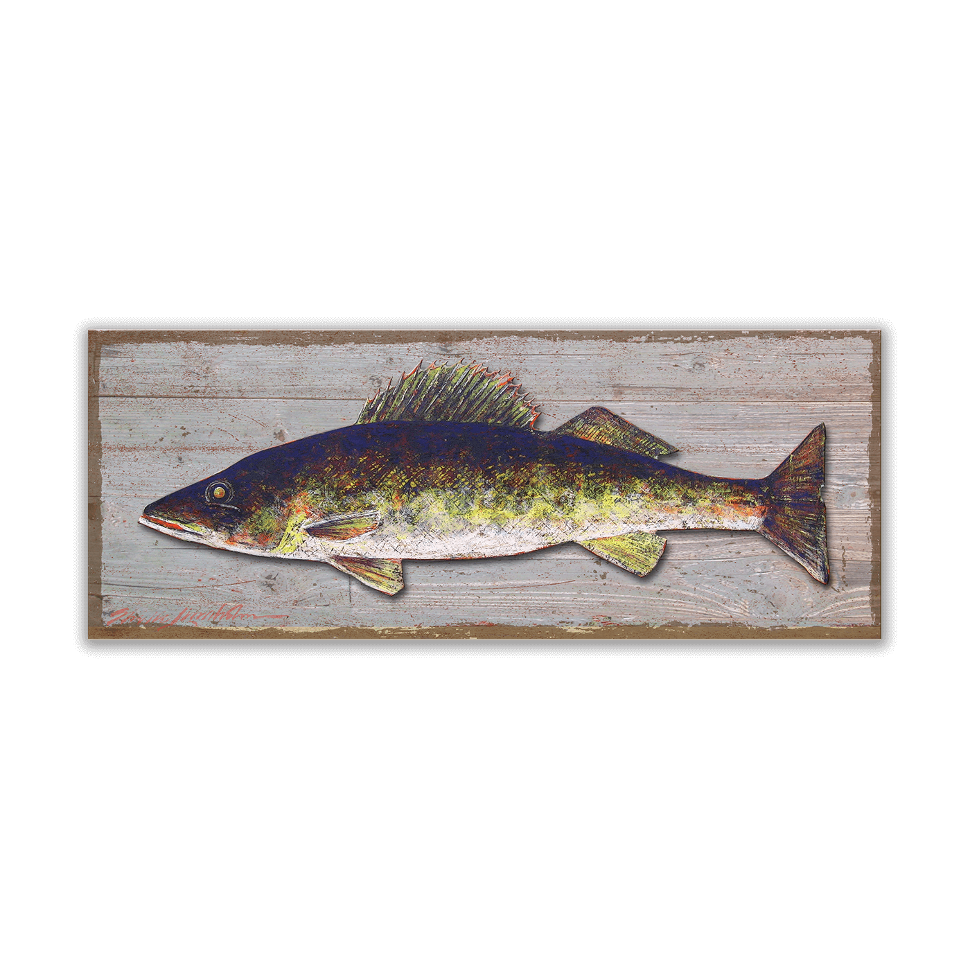 Walleye Fish - Wood and Metal Sign