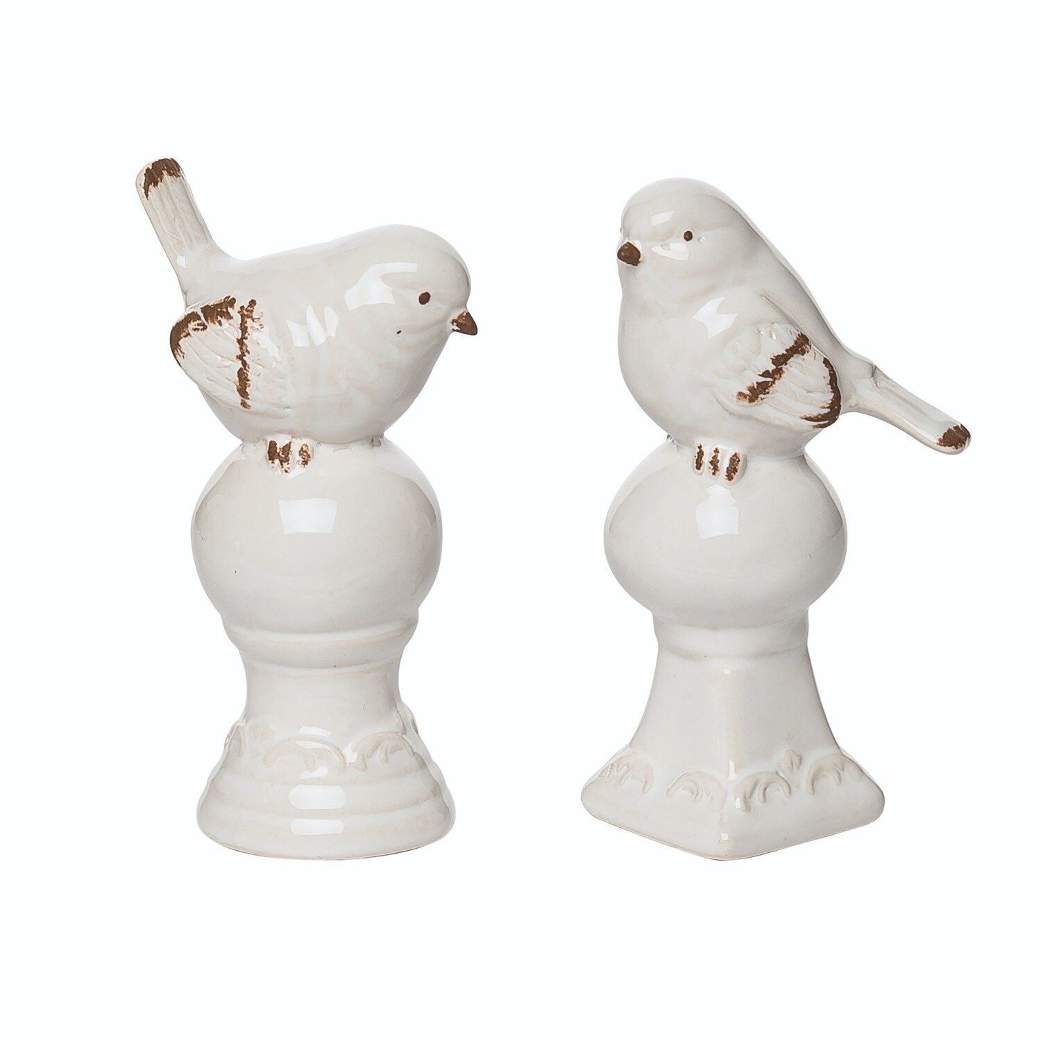White Stoneware Birds - Rustic