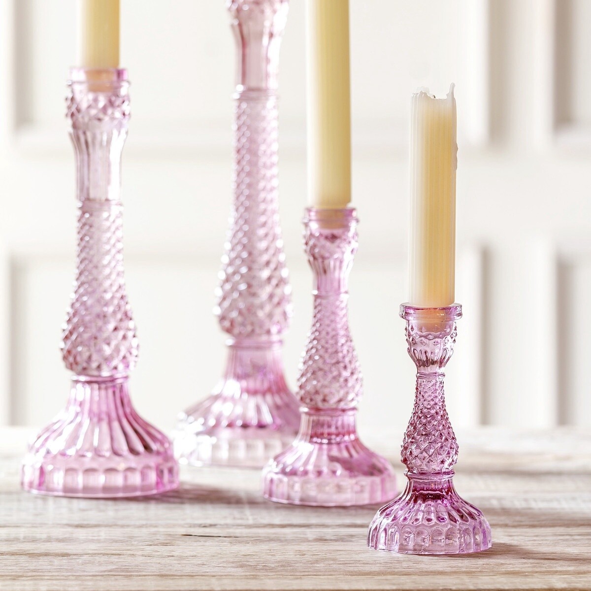 Pressed Glass Taper Holder Violet