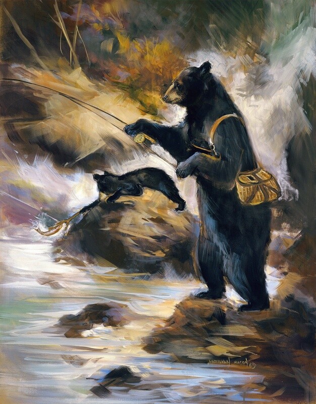 Bears Fishing by Montana Artist, Marilynn Mason