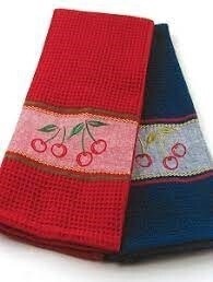 Cherry Embroidered Dishtowel