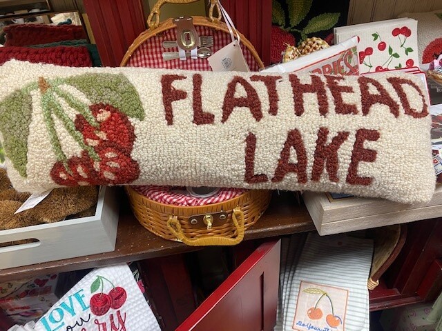 Flathead Lake Cherry,  Hooked Wool Pillow Exclusive