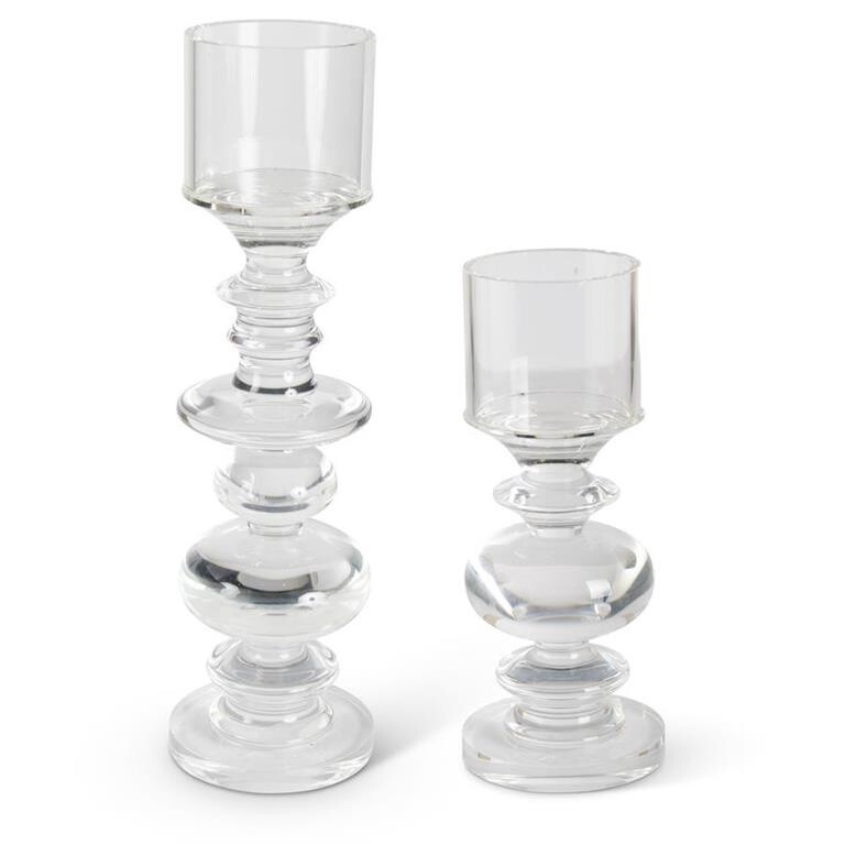 Heavy Glass Candleholder  - 2 Sizes