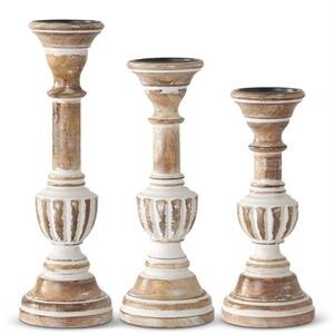 Candleholder whitewash Mango