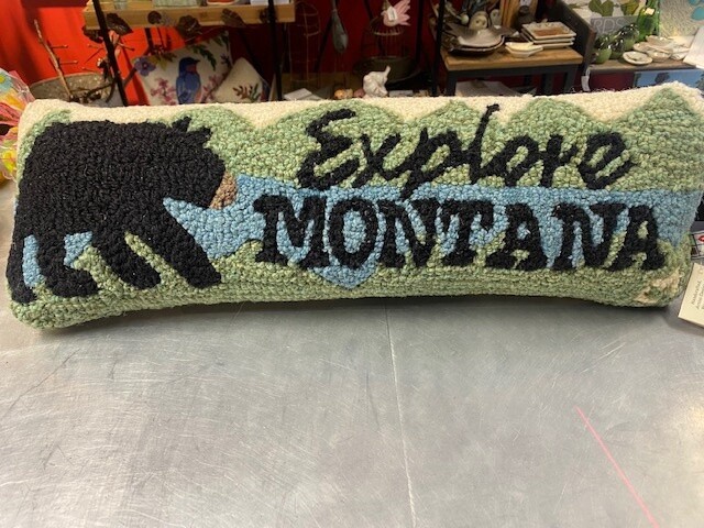 Explore Montana, Hooked Pillow
