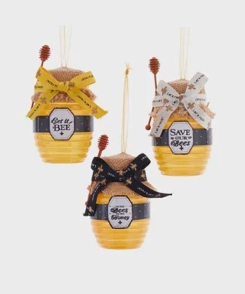 Food: Glass Honey Bee Jars with Bow
