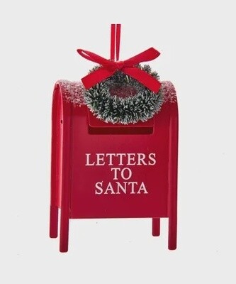 Santa: Metal Santa Mailbox Ornament
