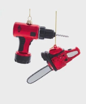 Career: Chainsaw and Screwdriver Glass Ornament