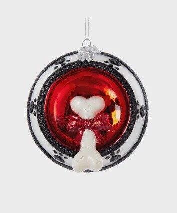 Dog Bowl Ornament, Glass
