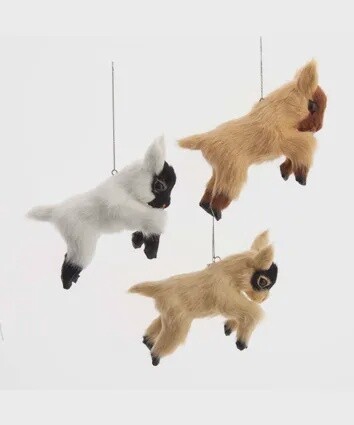 Furry Baby Goat Ornament