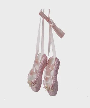 Pink Glittered Ballet Slippers Ornament