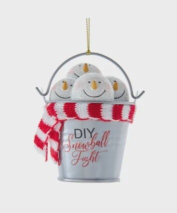 Snowball Fight in Pail Ornament